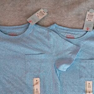 Cat & Jack Heathered Light Blue Pocket Tee - Short Sleeve